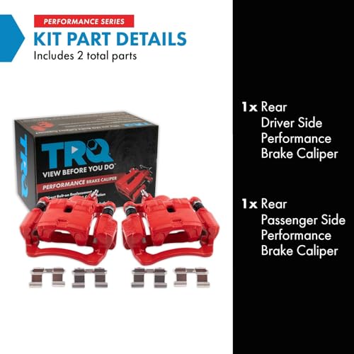 Image of TRQ Performance Rear Driver and Passenger Side Brake Caliper Set Caliper Brackets Hardware Compatible with 09-13 Subaru Forester 08-14 Impreza WRX WRX Premium WRX Limited Outback Sport 2.5i 15-19 WRX