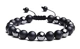 MAOCEN Handmade 8mm Bead Bracelets for Men (Black Onyx Stone and Hematite Braided)