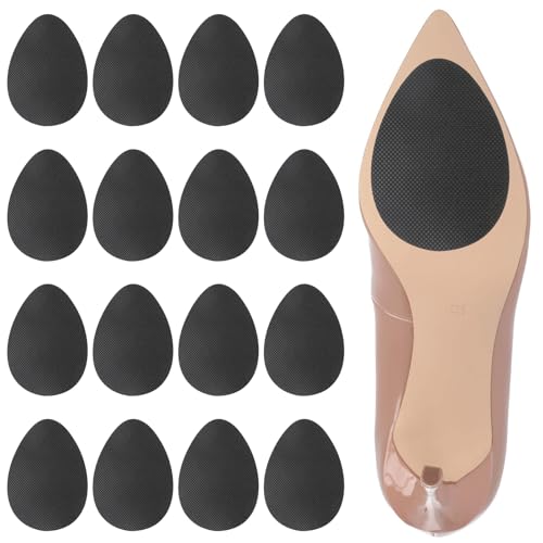 Fourindo 20 Stück (10 Paar) Anti-Rutsch Sohlen Pads, selbstklebende Gummiaufkleber als rutschfester Schuhboden-Schutz für Damen und Herren (Schwarz)