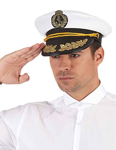 DEGUISE TOI - Casquette capitaine marin adulte - Casquette - Taille Unique - Blanc - Accessoires pour déguisement - Polyester et Plastique - - Carnaval