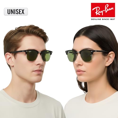 Image of Ray-Ban RB3016 CLUBMASTER CLASSIC Square Shaped Sunglasses for Men & Women with Official RAYBAN Eyewear Kit