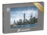 puzzleYOU : Puzzle de 200 pièces « Statue de la Liberté, Ligne d'horizon de Manhattan, One World Trade Center, New York City »