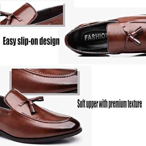 Men's Tassel Casual Slip-on Penny Loafers Classic Pointed Toe Low Dress Shoes Vintage Formal Business Wedding Smoking Leather Shoes2