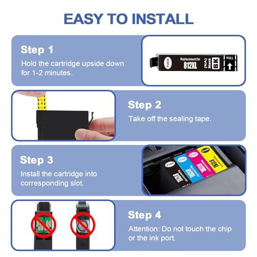 812XL Ink Cartridges 3pk Replacement for Epson 812XL Ink Cartridges Combo Pack for Workforce Pro WF-7840 WF-7820 WF-7310 EC-C7000 Printer (T812, Cyan, Magenta, Yellow 3 Pack)