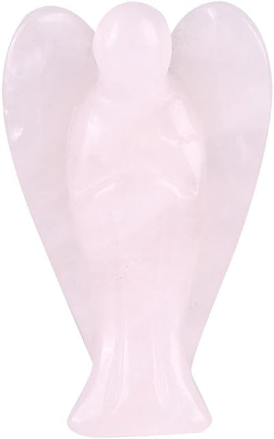 Hongzer Rose Quartz, Rose Quartz Carved Angel-shaped Decor Pink Crystal Healing Stone Gemstone Decoration