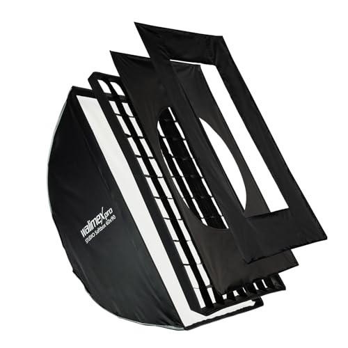 Walimex pro Studio Softbox 60x90cm, um 360° drehbar, einfacher Aufbau dank Schirmfunktion, inkl. Grid, Masken, Bowens Adapter und Transporttasche, ideal...