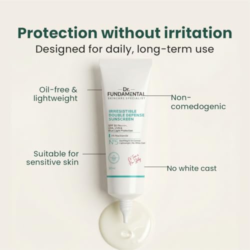Image of Irresistible Double Defence Sunscreen | Sunscreen for Oily Skin SPF 50 PA++++ | No White Cast | Lightweight Non-Greasy Formula | Broad Spectrum & Blue Light Protection | Clinically Tested - (In-Vivo) - 50 ml
