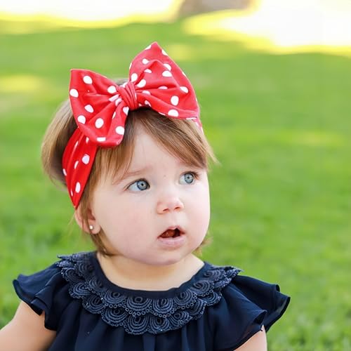 Baby Girl's Cute Polka Dot Printed Bowknot Soft Cotton Headband Toddler Hairband (White, One Size)2