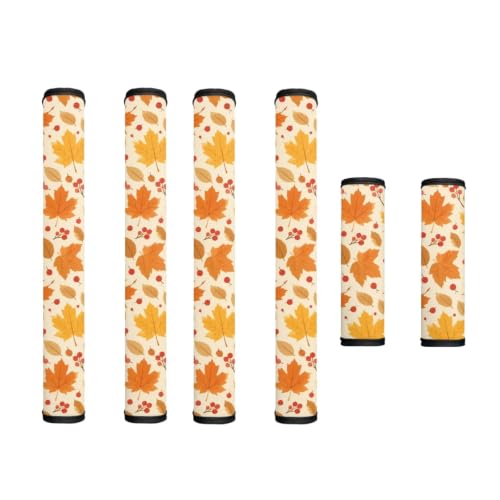Image of Fall Decor Refrigerator Door Handle Covers Set of 6 Kitchen Electrical Appliances Handle Protector Anti-Slip Fridge Microwave Oven Home Accessories, Fall Maple Leaf Beige
