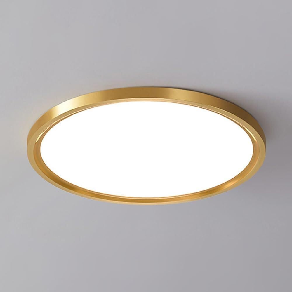 LED Round Ultra-Thin Ceiling Light, 3000K/4000K/6000K Hardwire Light Fixture, Copper Close to Ceiling Light Fixtures for Kitchen Porch Bedroom Hallway Stairwell Basement, Non-dimmable (30)