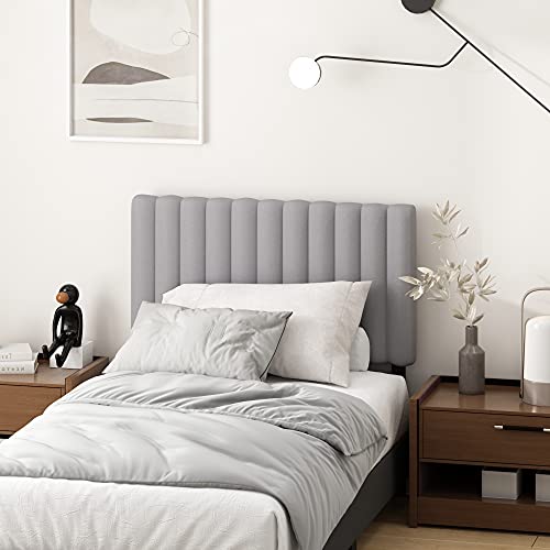 Image of Furinno Roanne Upholstered Tufted Headboard, Glacier, Twin