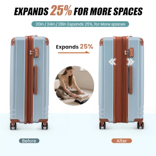 Image of KUNEL Luggage Sets 5 Piece, Hardshell Expandable Suitcase, 20 /24 /28inch