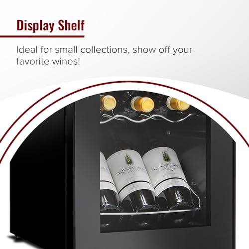 Image of Wine Enthusiast 18-Bottle Dual Zone MAX Compressor Wine Cooler - Freestanding Beverage Refrigerator, Mini Fridge with Digital Touchscreen, Split Storage, Energy-Efficient Cooling, and LED Display