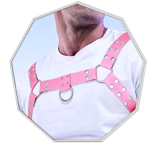 Fstrend Men's Chest Harness Belt Rivets Faux Leather Rave Shoulder Strap Fashion Body Accessory