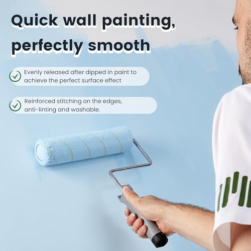 VOOMEY Paint Roller Covers, Microfiber Paint Roller 9 Inch, 3/8 Nap Roller 9 Inch,Pack of15, Paint Supplies for Painting Walls - Thumbnail 2