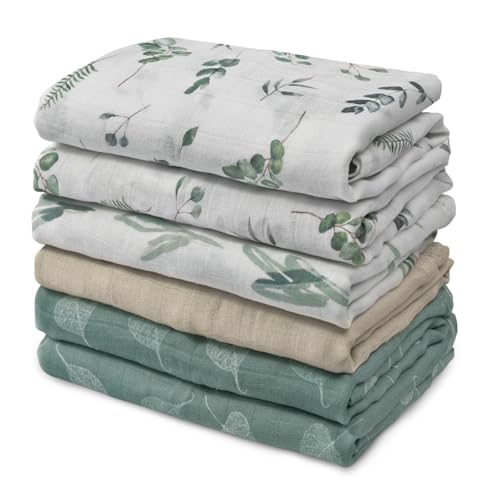 Image of Muslin Baby Burp Cloths, Large 27 x 27 Inches Burping Cloths for Newborn Girls Boys, 6 Pack Baby Burp Rags Towel and Washcloths for Infant (Bright Colors)