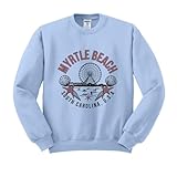TeesAndTankYou Travel Myrtle Beach Sweatshirt Unisex Large Light Blue