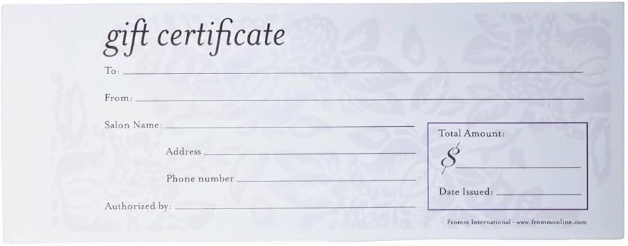 Diane Diane salon gift certificates 50 pack