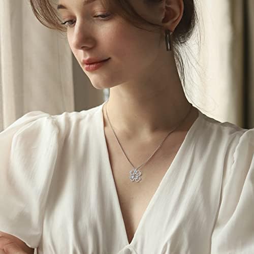 VENACOLY Sterling Silver Rabbit Necklace Four Leaf Clover Pendant Cute Animal Moonstone Jewellery Valentines Gifts for Women
