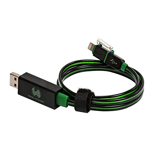 Câble flottant Real Power LED cordon chargeur 2 en 1 Noir Vert étanche universel