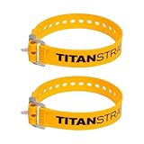 Titan Industrial Straps – 強くてシンプルなタイダウン 建設用 (溶接業者、DIYホーム) & 1stレスポンダー – バッチテスト済み – 70ポンド 作業荷重 長さ20インチ スクールバスイエロー 2個パック