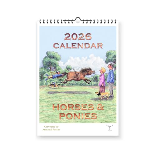 Horses & Ponies Humour Cartoon Funny 2026 Yearly Wall Hanging Calendar - Cartoons by Armand Foster