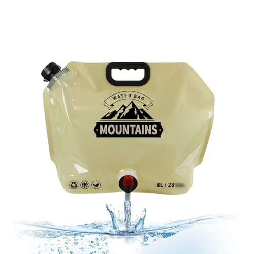 SensaBliss 水タンク キャンプ ウォーターバッグ 折りたたみ水袋 8L 大容量 給水袋 蛇口付 ウォッシャブル 注ぎやすいコッ 食品グレード素材 軽量 頑丈 自立式 持ち運び 備蓄 アウトドア 保管タンク キャンプ レジャー 防災 旅行 登山 家庭用 コンパクト