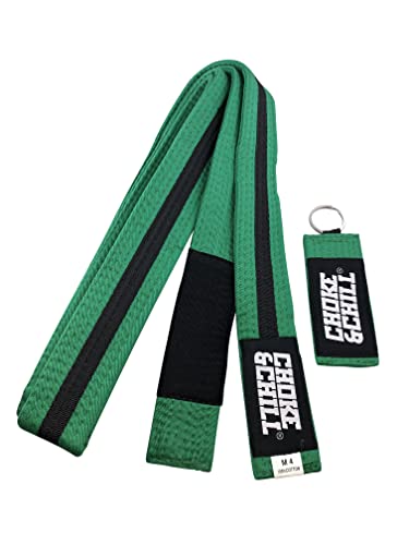 Choke&Chill BJJ Brazilian Jiu-Jitsu - Cinturón con llavero (verde-negro, M2 (220 cm))
