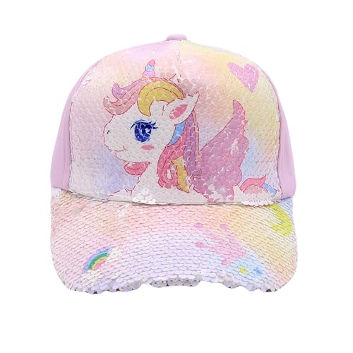 Kids Sparkle Sequins Baseball Hat Toddler Girls Ponytail Cap Adjustable Snapback Ball Caps