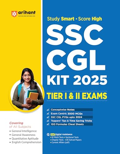 Image of Arihant SSC CGL Preparation Kit 2025 | Complete Study Material for Tier 1 and Tier 2 Exams | 3000+ Practice MCQs, SSC CGL Previous Year Questions Till 2024 | Topicwise Notes, Tips and Tricks | All Subjects Covered | Competitive Exam Guide | English Medium