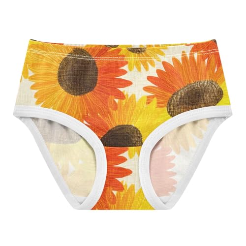 Fun Print Girls Underwear Toddlers 2t Cotton Panties for Girl Yellow Orange Sunflowers Briefs Underpants