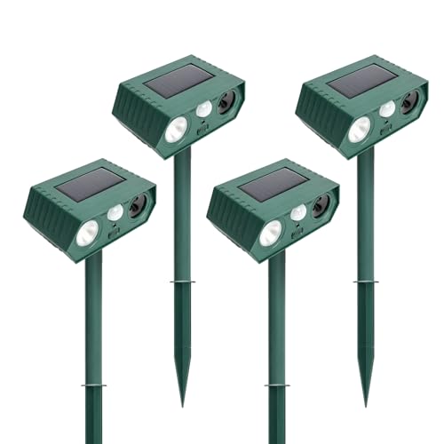 Cat Repellent Outdoor Solar Animal Repeller Motion Activated Deer Repellent Device Humane Dog Racoon Squirrel Deterrent for Garden Yard Farm Waterproof (Green)