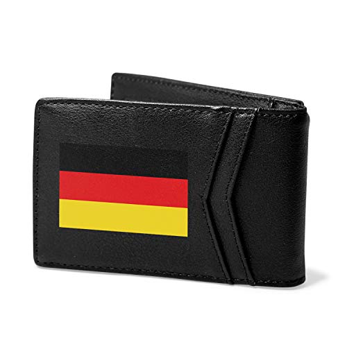 for German Flag Black PU Leather Slim RFID Resistant Bi-fold Men Wallet