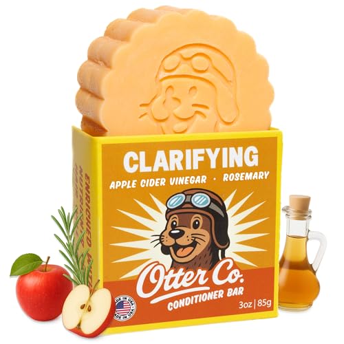 Image of Otter co. Clarifying Apple Cider Vinegar Conditioner Bar - Argan oil, Rosemary, Jojoba & Castor - Hydrating, Vegan, Sulfate Free & Non Toxic - For Women Bar Conditioner, All Hair Types, Made in USA