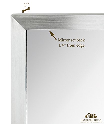 Hamilton Hills 18X48 Inch Brushed Silver Metal Frame Full Length Mirror | Commercial Industrial Contemporary Rectangle Mirrors | Wall Mounted Mirror For Bathroom Vanity | Hangs Horizontal & Vertical #TOP2