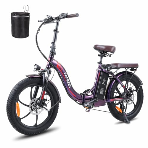 Fafrees Oficial Bicicleta Eléctrica F20-Pro, 20 Pulgadas Plegable Bicicleta Urbana Eléctrica, 250 W Fatbike, 18ah Batería, Rango De 70-130km, E-Bike Para Adultos, Violet