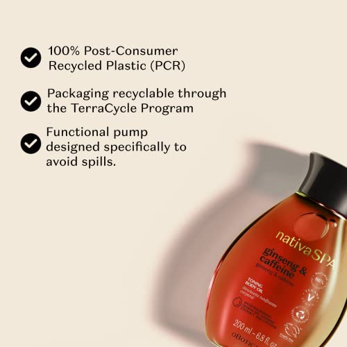 Nativa Spa By O Boticário Ginseng & Caffeine Toning Body Oil, Enriched With Purified Quinoa Drops To Boost Hydration, 6.8 Ounce #TOP4