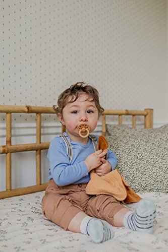 Image of BIBS Boheme Pacifiers 2 Pack BPA Free Cherry Shape Nipple Natural Rubber Latex Made in Denmark | Sand /Honey Bee