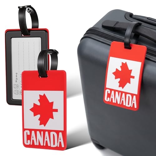 MAGICLULU en Pvc Duradero 2 Etiquetas Diseño de Bandera de Canadá para Equipaje Resistentes y Elegantes Identificación Fácil y para y Uso Laboral
