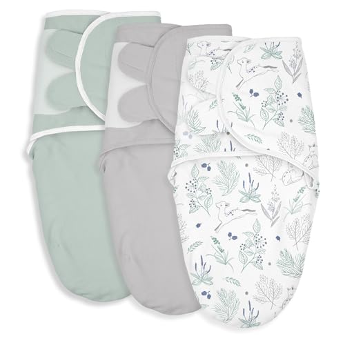 Image of Soarwg Kids Baby Swaddle, Organic Adjustable Baby Swaddles for Newborns, Sleep Sack for Baby Boy and Girl 0-3 Months, 100% Cotton Certified Standard 100 by Oeko-TEX, 3-Pack (Deer Meadow)