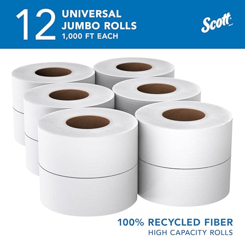 Image of Scott Professional Jumbo Roll Toilet Paper, Bulk, 12 Rolls x 1000' (67805)