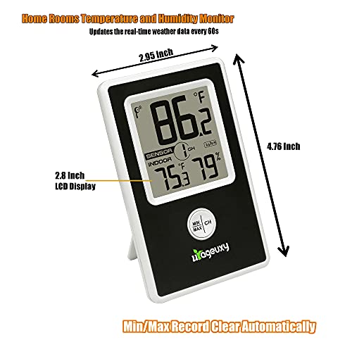 Urageuxy Digital Indoor Temperature Monitor Wireless Outdoor Thermometer Sensor Up To 300Ft 24H Min Max Records Ideal For Patio Garden Room #TOP1