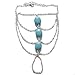 Boho Style Trendy Slave Hand Chain Ring Bracelet Simulated Turquoise Silver Alloy Jewelry for Women