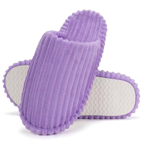 Image of Women Arch Support Slippers - House Bedroom Slippers for Woman, Orthopedic Shoes for Plantar Fasciitis, Corduroy Closed Toe Ladies Slides Outdoor 5-10.5