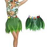 Green Leaf Hula Skirt Hawaiian Simulated Leaf Grass Skirt for Summer Luau Beach Holiday Party Decoration Dress Show（15 Leaves）