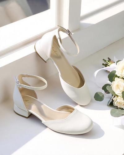 Image of Ankis Round Closed Toe Heels for Women, Low Block Heel Dress Shoes