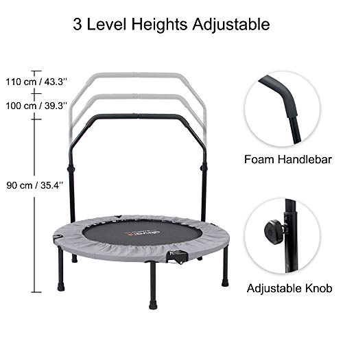 ATIVAFIT 40\" Foldable Trampoline Mini Exercise Rebounder with Adjustable Foam Handle Great for Body Fitness Training Indoor/Garden/Workout - Thumbnail 5