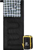 REDCAMP Cotton Flannel Sleeping Bag for Camping Backpacking, Adults Cold Weather Warm and Comfortable Envelope Sleeping Bag with Compression Sack, Black with 2lbs Filling(75"x33")