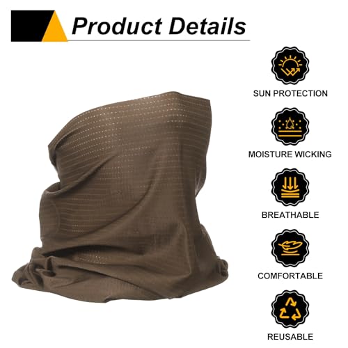 HARFINGTON Summer Cooling Neck Gaiter Sun Protection Face Mask Fishing Neck Gaiter Unisex Sunscreen Breathable Bandana for Hiking Outdoor Sports, Brown4