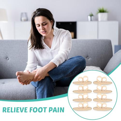 Image of Woanger 8 Pcs Hammer Toe Crest Cushion Soft Straightener Buttress Pads Splint Reduces Pressure from Calluses and Hammer Toes, Medium, Right, Left (Two Toes,Beige)